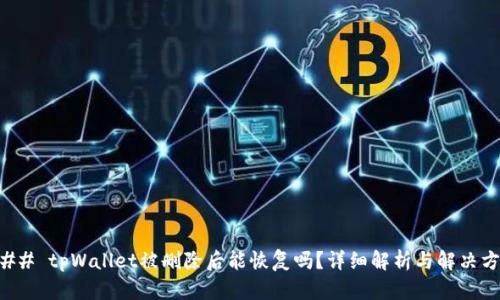 ### tpWallet被删除后能恢复吗？详细解析与解决方案